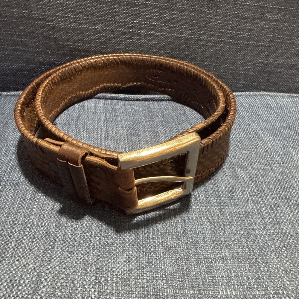VTG Honest By Brighton Brown Leather Belt 34 M70228 Mens